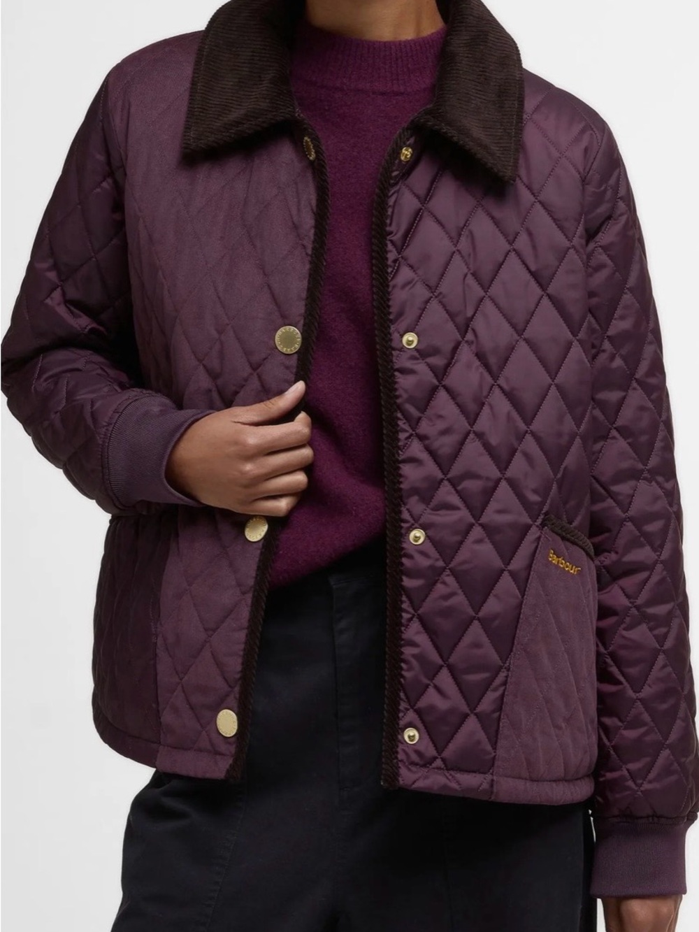 Barbour Quilted Marla Bomber Jacket in Plum NWT size US12/UK16